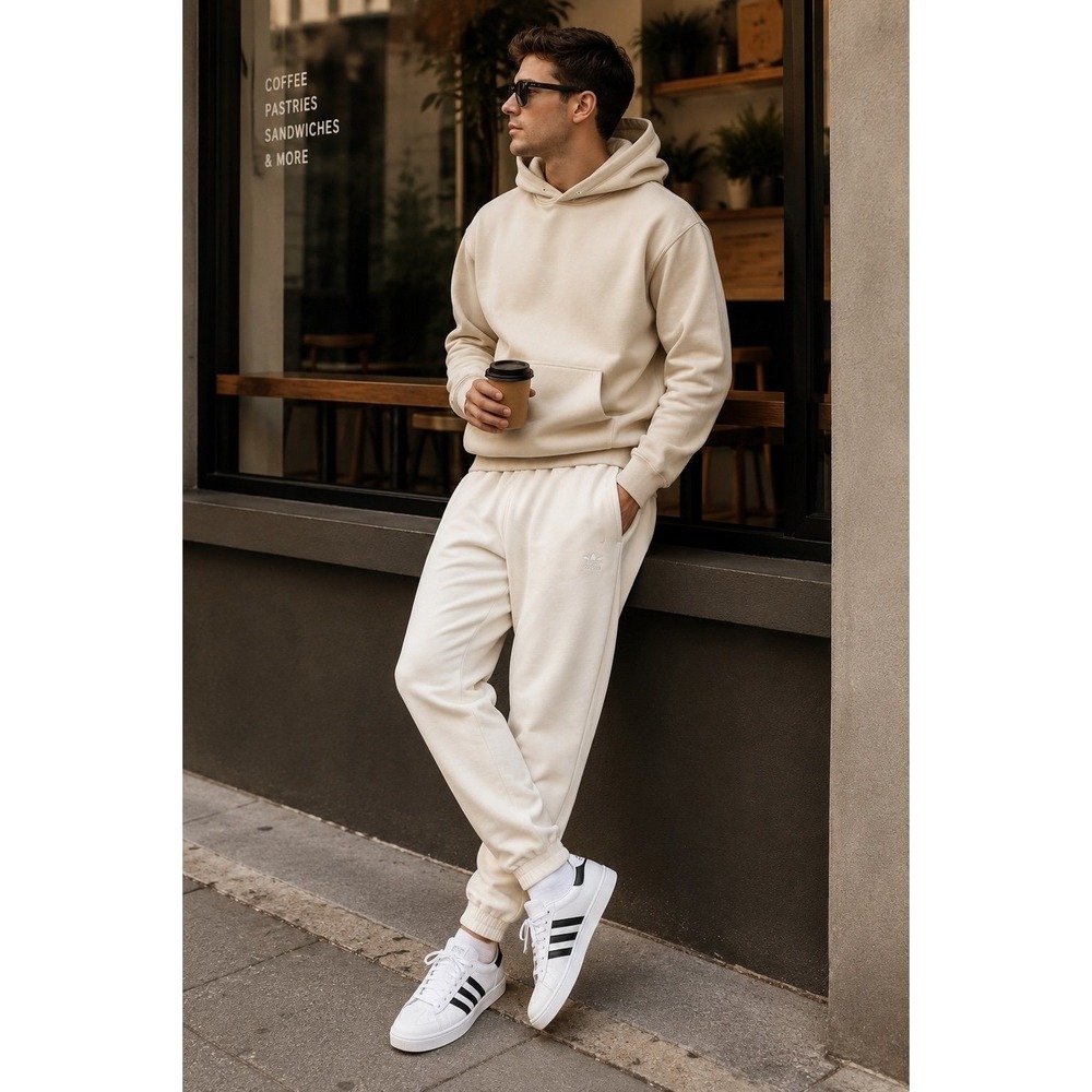 Adidas Originals Trefoil Fleece Jogger Sweatpants Cream Size L
